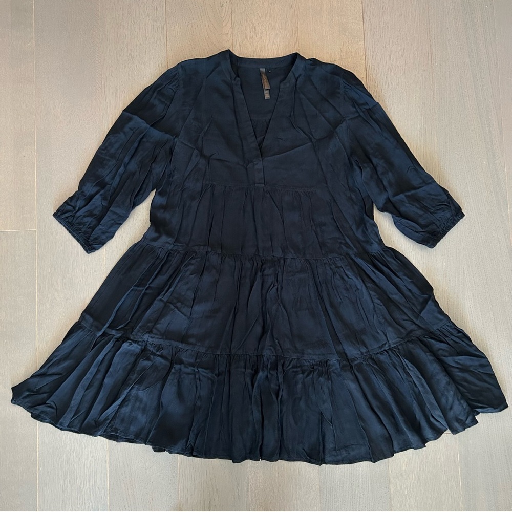 Bikini Village Turquoise Couture Black Tiered Swim Coverup